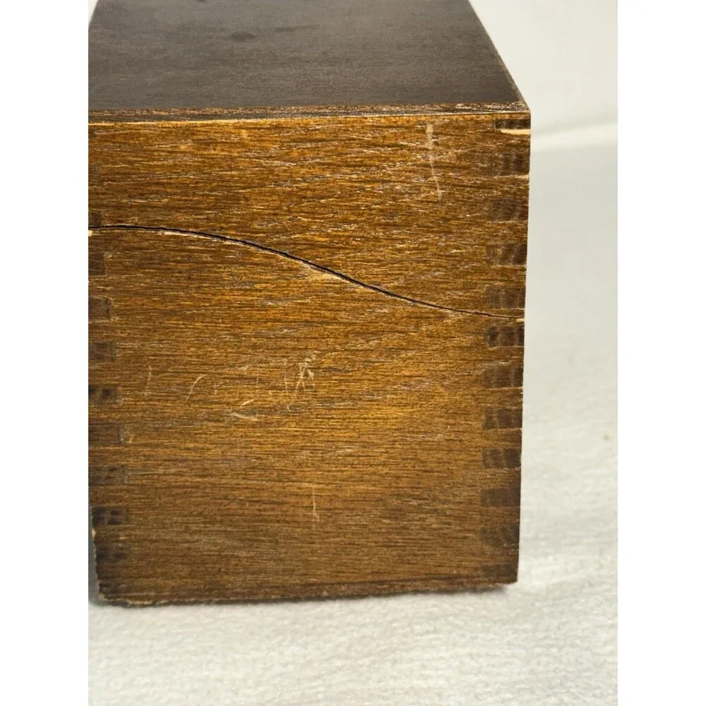 Federco Mid-Century Modern Wood Box Hinged Lid Brass Latch 1957 16x8